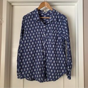 Lucky Brand Blue and White Patterned Button-Up Shirt